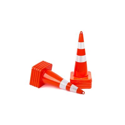 China 28 Inch Black Base Orange Safety Protection Road Safety PVC Traffic Cone PVC Lighted Traffic Cones for sale