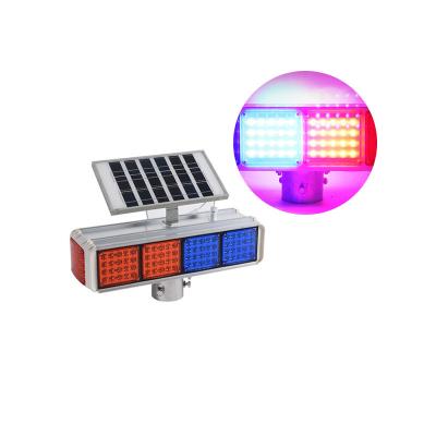 China High Quality 5w Solar Red Blue Traffic Roadway Safety Dual Flash Led Traffic Lights Strobe Light for sale