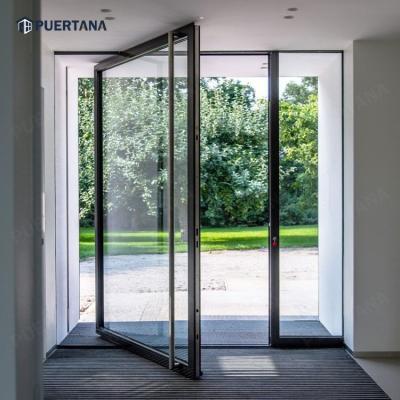 China Modern Aluminum Pivot Front Doors / Glass And Metal Pivot Entry Doors For Residential Entrance for sale