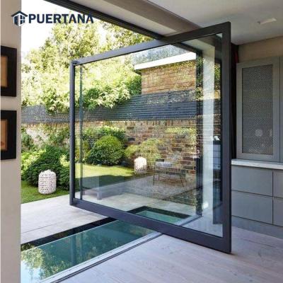 China Large Entry Pivot Modern Glass Entry Door Wrought Iron Steel Pivot Front Door for sale