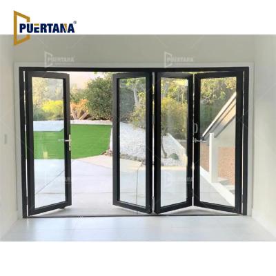 China Contemporary Entry Pella Patio Bi Folding 10 Foot Sliding Glass Doors Price Folding Door Aluminum Stacking Door Balcony for sale