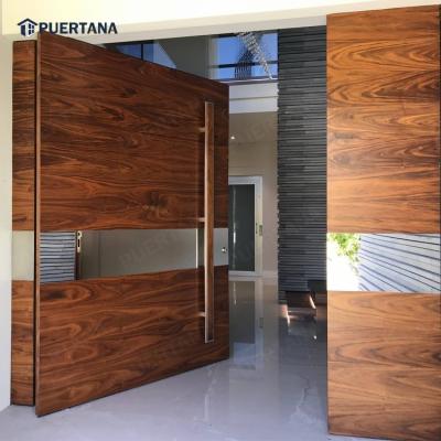 China Factory Produced Residential Custom Modern Double Leaf Entrance Pivot Door Oversized Mahogany Doors for sale