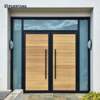 China Heat Insulation Exterior Doors Steel Wooden Red Wooden Doors For House Latest Design Modern Entrance Door for sale