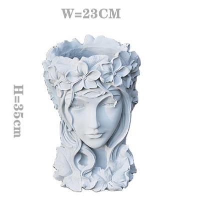 China Creative Europe Flower Pot Handicarfs Plant Gold Human Face Flowerpot And Young Slive Bonsia Girl for sale