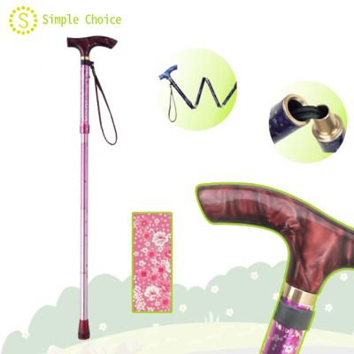 China 4 Tier Acrylic Cane Aluminum Folding Lightweight Height Adjust Aluminum Acrylic Single Head Hand Grip Walking Stick Cane for sale