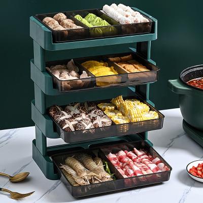 China Multi-Layer Household Sustainable Tray Prep Dish Accessories Storage Kitchen Potted Storage Rack for sale