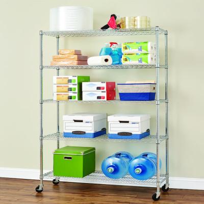 China Sustainable Hot Sell 5 Tier Heavy Duty  chrome Metal Storage Wire Shelf NSF Approval Wire Rack Shelving storage shelves for sale