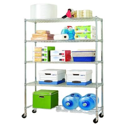 China Corrosion Protection 5 Tiers Heavy Duty Shelving Unit for industrial storage use with chrome finish wire rack for sale