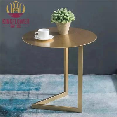 China Stainless Steel Coffee Table Modern Round Coffee Table Wood And Glass Leg for sale