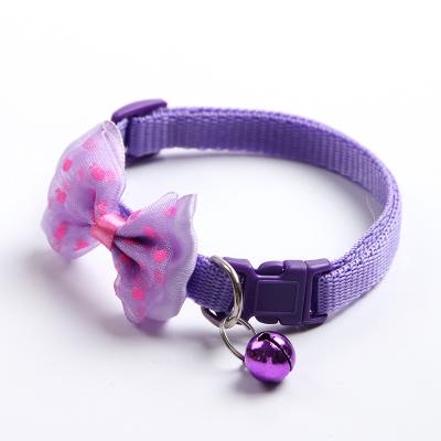 China Manufacturer Wholesale DETACHED Multi Colors Print Adjustable Nylon Pet Cat Dog Bow Tie Collar With Bell for sale