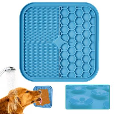 China Automatic Silicone Pet Lick Pad Dogs Slow Food Feeder Lick Mat With Suction Cups For Dog Bathing Grooming for sale