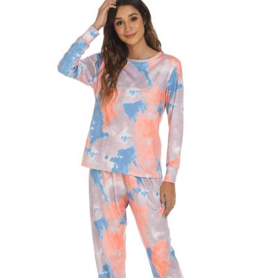 China QUICK DRY Pajamas Women's Suit Homewear Autumn And Winter New Tie Dye Long Sleeve Pants for sale