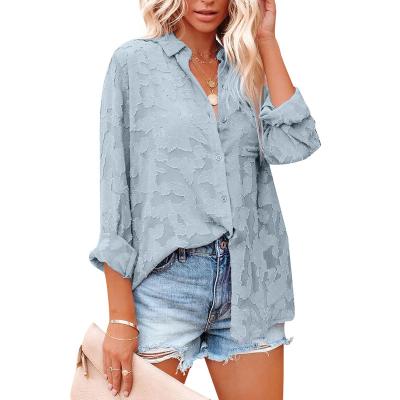 China Wholesale Anti-pilling Long Sleeve Shirt Women Ladies Blouses Elegant Loose Tops for sale