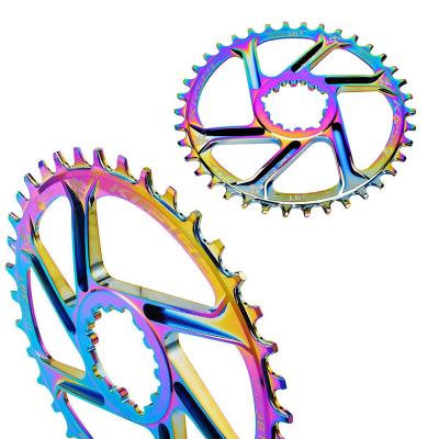 China Mountain Bikes Bike Chainrings Rainbow GXP 32T/34T/36T/38T Alloy Mountain Bike Sprocket MTB Sprocket Bicycle Narrow Wide Cog for sale