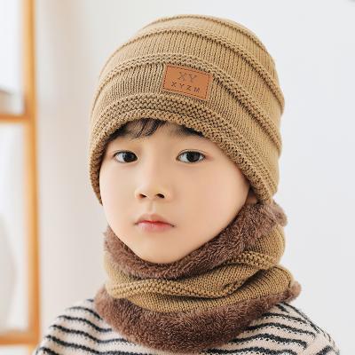 China JOINT Acrylic Custom Kids Knitted Beanie Winter Scarf And Hat Set With Pompom for sale