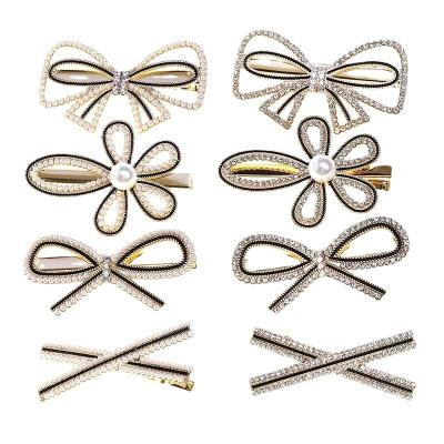 China Wholesale Fashion Hair Styling Tool Korean Beaded Rhinestone Hairpin Clip For Girls Women for sale