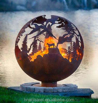 Cina Metal Fire Ball Factory Decorative Carbon Steel Fire Globe in vendita