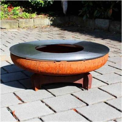 Cina Garden Rust Corten Steel Charcoal BBQ Table Fire Pit Camp Bbq Grill China Barbecue Grill in vendita