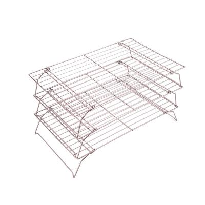 China Cooling Rack Oven Safe Rust-Resistant 3 Tier Stocked Adjustable Cooling and Biscuit Drying Racks for sale