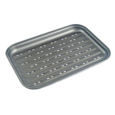 China Easily Cleaned Non-Stick Grill Pan Rectangle Grilling Topper BBQ Grill Vegetable Grill Basket for sale