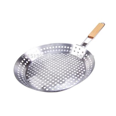 China Dustproof Stainless Steel BBQ Grilling Pan Basket Roasting Pan Rectangle Topper Folded Handle BBQ Grill for sale