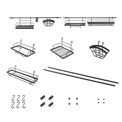 China Kitchen Kitchen Unit 16 Pieces Hanging Storage Units Rack Kitchen Wall Black Organizer Units for sale