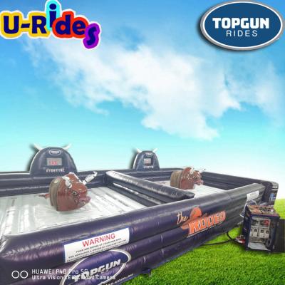 China PVC Outdoor Amusement Park Rides Double Inflatable Mechanical Rodeo Bull for sale