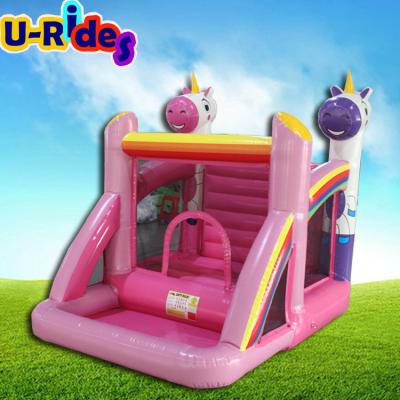 China Cute PVC Unicorn Inflatable Bouncer Castle Jumping Bouncy Castle for Kids Playing in the Garden for sale