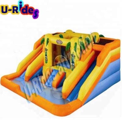 China PVC Commercial Use Inflatable Double Lanes Slide Slide Water Slide Water Game With Bouncer for sale