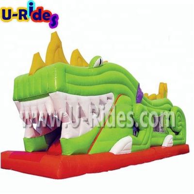 China PVC Green Crocodile Animal Inflatable Slide Inflatable Game For Amusement Park for sale