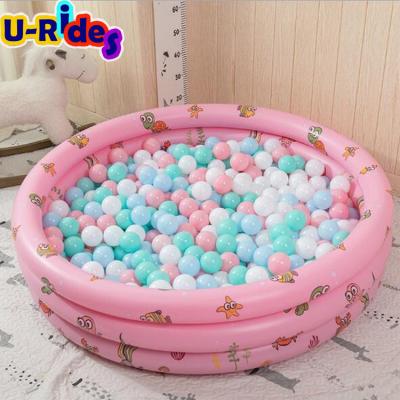 China PVC Inflatable 3 Ring Kids Toy Ball Pink Ball Pit Pool For Kids 130cm*30cmH for sale