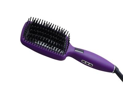 China Ionic Function Customized Led Display Straightener Electric Hair Straightening Combs Hair Straightener Brush for sale