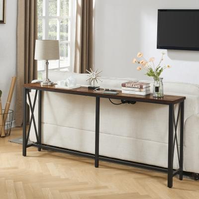 China Eco-Friendly 70.9 Inch Hallway Table Extra Long Console Table with 2 Outlets and 2 USB Ports for sale