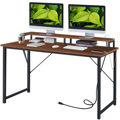 China Power Outlets New Design Computer Desk For Two Monitors Stand Up Extra Long Workstation Table For Home Office for sale