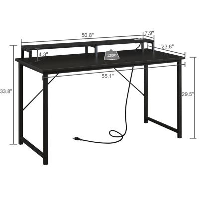 China Industrial 55 Inch Outlets Home Office Computer Desks With Desk Wood And Metal Frame for sale