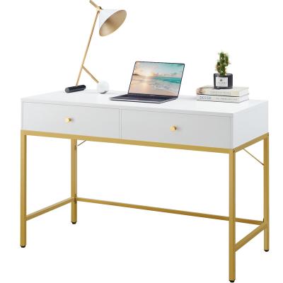 China White And Gold Storage 47 Inch Modern Home Office Vanity Computer Desk With Drawers Makeup Desk for sale