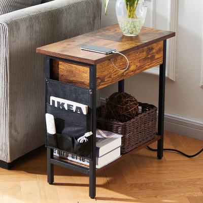 China Nightstand Bedside Sofa Table Side Table End Convertible Table with Power Outlets and USB Ports for sale