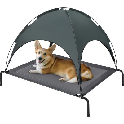 China High Raised Travel Portables Waterproof Easy To Carry Outdoor Dog Pet Folding Bed With Canopy for sale