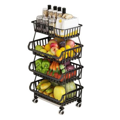 China Multi-Layer Kitchen Household Storage Shelf Viable Multi-Function Rack Cabinet Rack With Wheels for sale