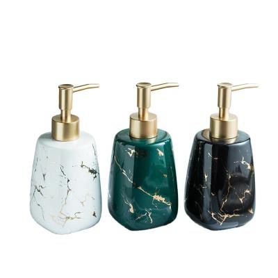 China Foam Soap Dispenser 350ml Shower Gel Hand Sanitizer Bottle Ceramic Marble Shampoo Emulsion Bottles Gold Head Soap Dispenser for sale