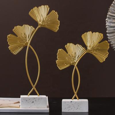 China Luxury Home Decor Metal Ginkgo Turtle Leaf Minimalist Nordic Light Opens Plant Ornament Living Room Imitation Entrance for sale