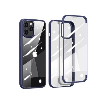 China Double Side 360 ​​Full Cover Anti-fall Back Front Glass TPU Slim Cell Phone Case For iPhone 12 Pro Max Phone Protection for sale