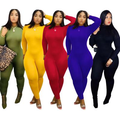 China Newest Design Solid Color Jumpsuit Autumn Long Sleeve Zippers High Waist Tight Casual Overalls QUICK DRY For Women for sale