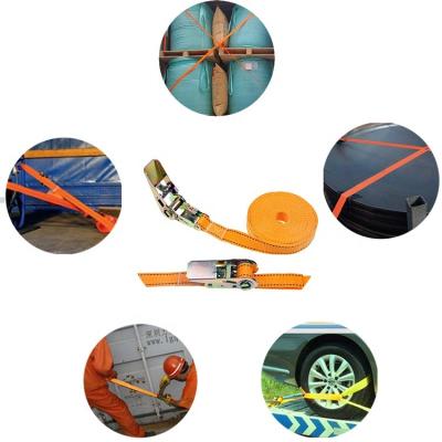 China Polyester 2.5cm*5m 900kg Non Snag Metal Polyester Webbing Secure Catch Ratchet Link Down Cam Winch Cargo Belt Buckle Lashing Strap for sale