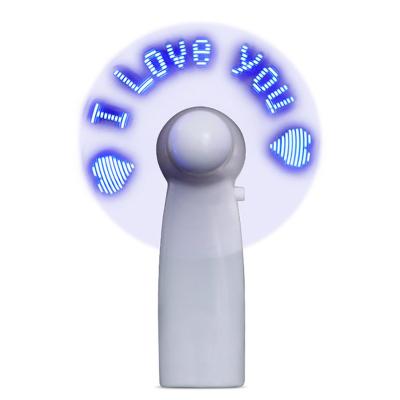 China Gift Confession Mini Portable Handy Customized Led Message Fan 2022 Led Display Socket Elctronic Battery Fan for sale