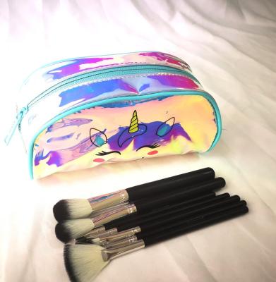 China High Quality Holographic Makeup Printing Fashion UNICORN TPU Cosmetic Bag School Bag for sale