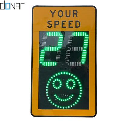 China Aluminum Alloy 5052 Solar Power 2 Digit Radar Speed ​​Sign Smile/Cry Face Dual Color LED Radar Speed ​​Sign for sale