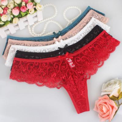 China Antibacterial hot sexy women's young girls lace up transparent G-string thong waist brief panties underwear low for sale