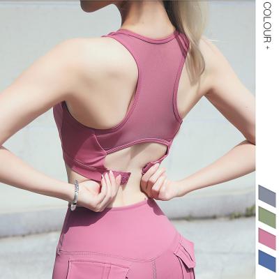 China Custom Hot Adjustable Fitness Antibacterial Sport Cropped Bra Lift Up Top Shockproof Running Yoga Bra Fitness Gym Wear For Women for sale