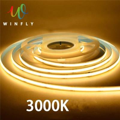 China 3000k 360 LED 10mm Width Low Voltage Flexible Led Strip 12V 24V Indoor & Outdoor Warm White Waterproof COB Led Strip Light High Brightness for sale